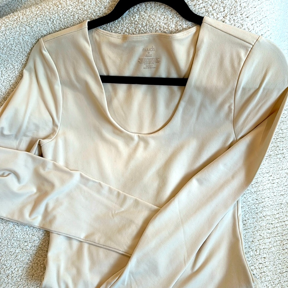 NUUDS scoop neck bodysuit in ‘bone’. Worn once. $28 size M